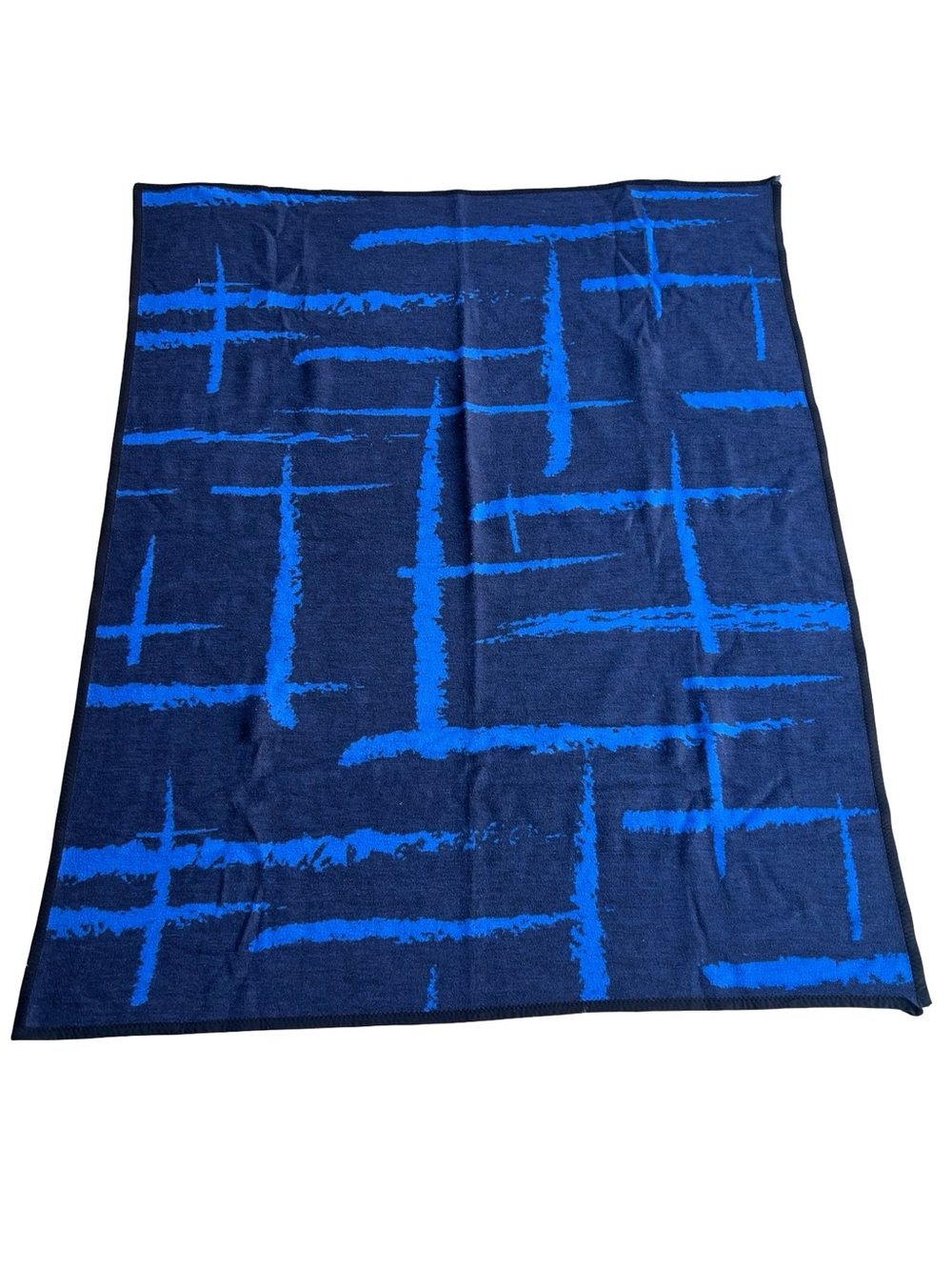 VTG Biederlack Made in Germany Abstract Blue Blanket 72.5x59.5” Oversized Throw